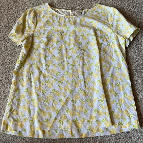 Jcrew Pineapple print short sleeved Top (S) - Picture 1 of 3